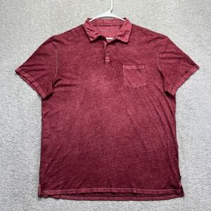 John‎ Varvatos USA Polo Shirt Mens XXL Red Vintage Wash Slub Cotton Pocket